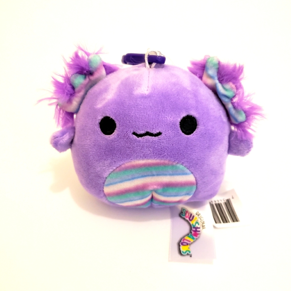 Monica Axolotl Clip Plush Squishmallow Purple 3.5" NWT